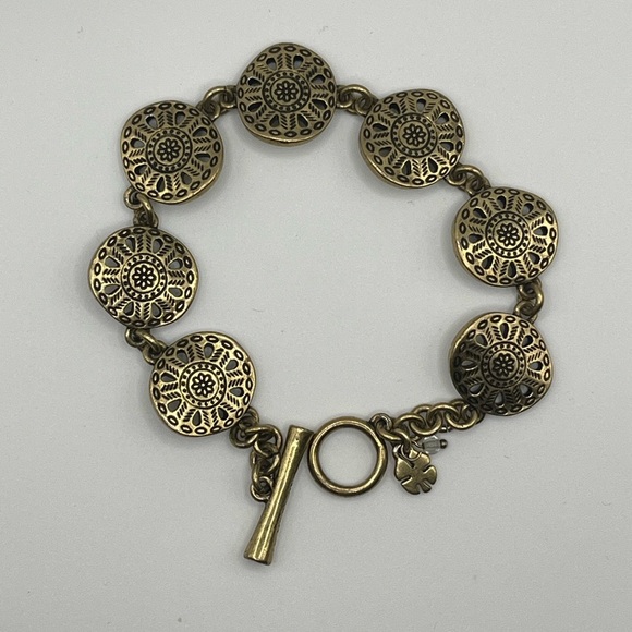 Lucky Brand Medallion Link Bracelet - Antique Gold Tone, 7.5” - Picture 1 of 5